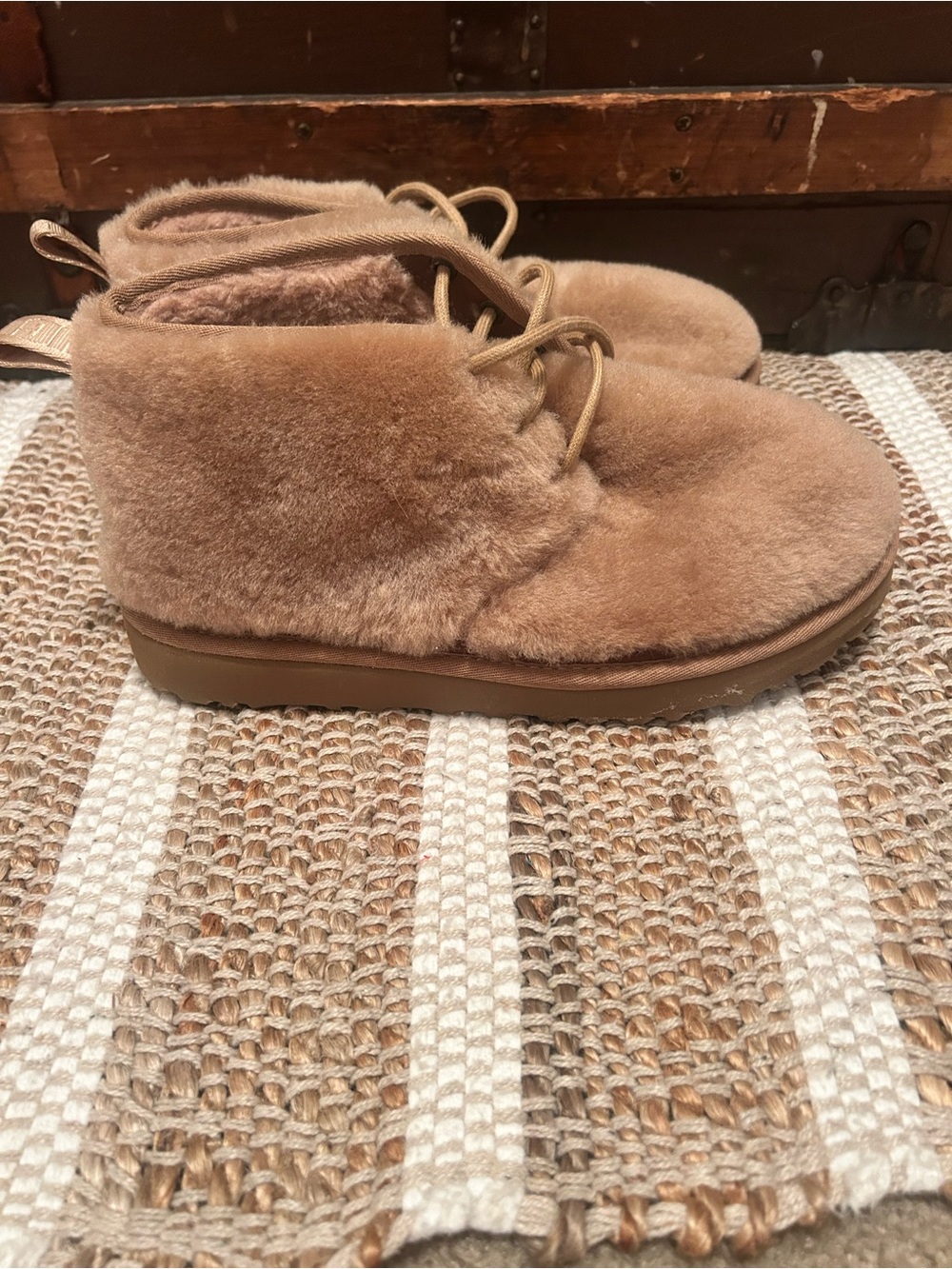 Ugg Cozy Faux Shearling Lace-Up Ankle Boots - Camel